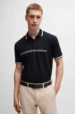 Polo shirt with stripes and logo