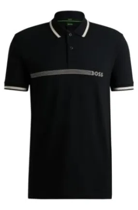 Polo shirt with stripes and logo