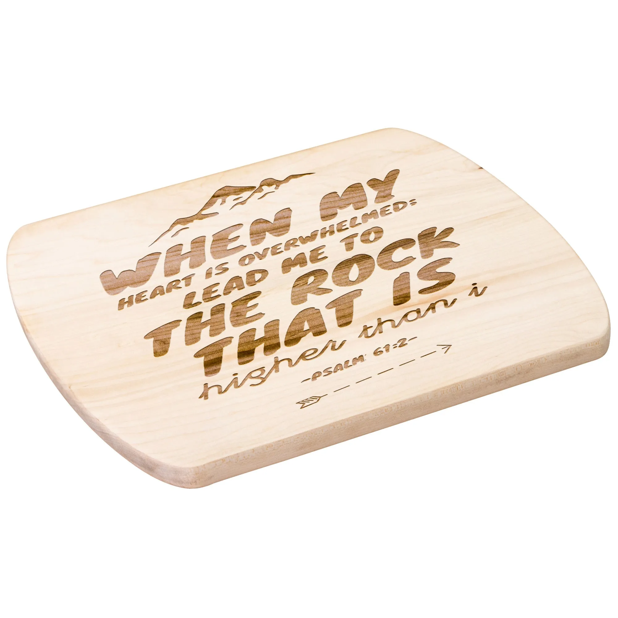 Products Bible Verse Hardwood Oval Cutting Board - Lead Me To The Rock ~Psalm 61:2~ Design 14