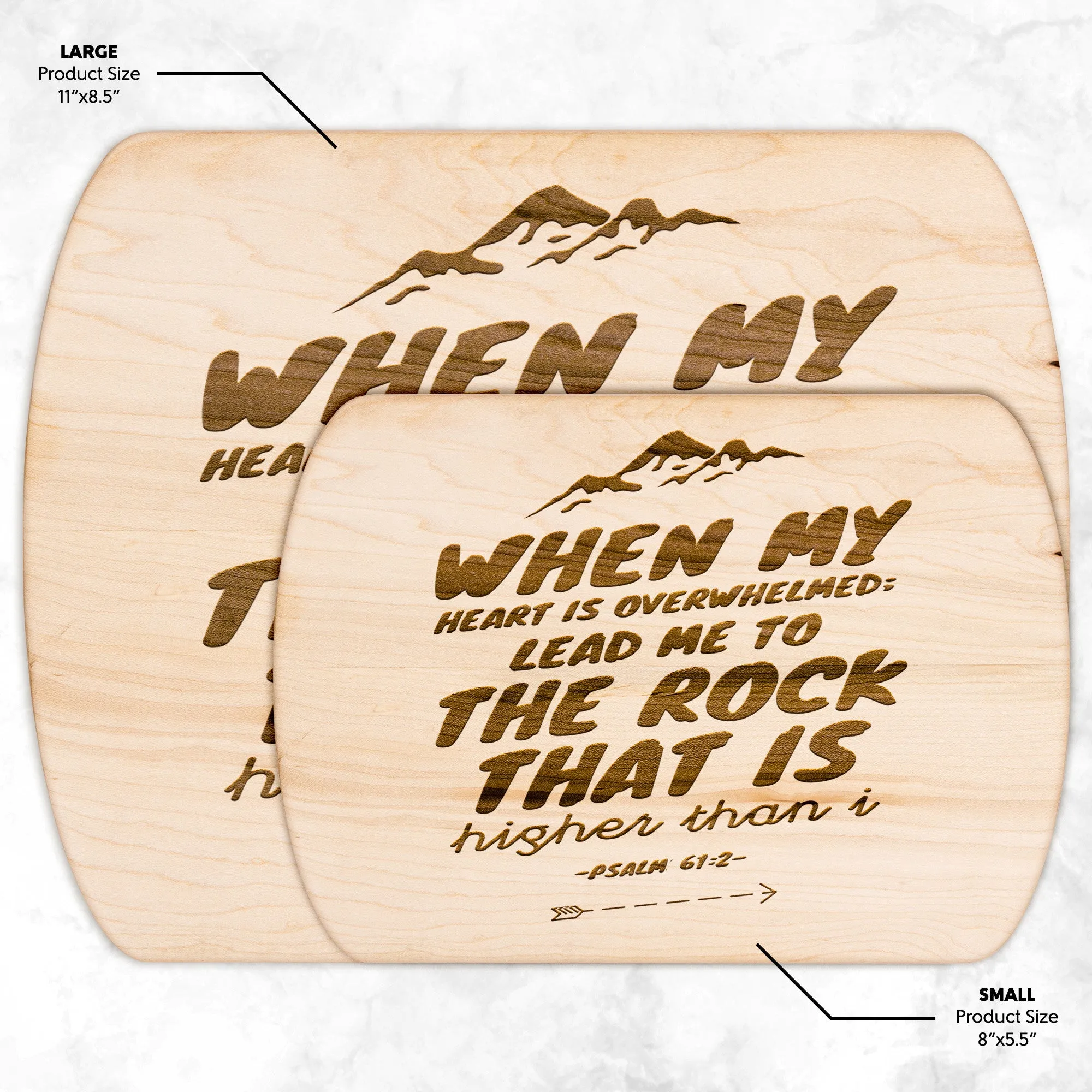 Products Bible Verse Hardwood Oval Cutting Board - Lead Me To The Rock ~Psalm 61:2~ Design 14