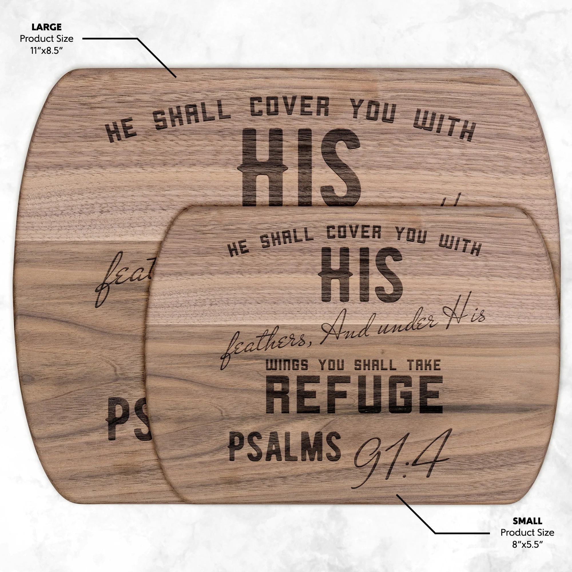 Products Bible Verse Hardwood Oval Cutting Board - Under His Wings You Shall Take Refuge ~Psalm 91:4~ Design 6