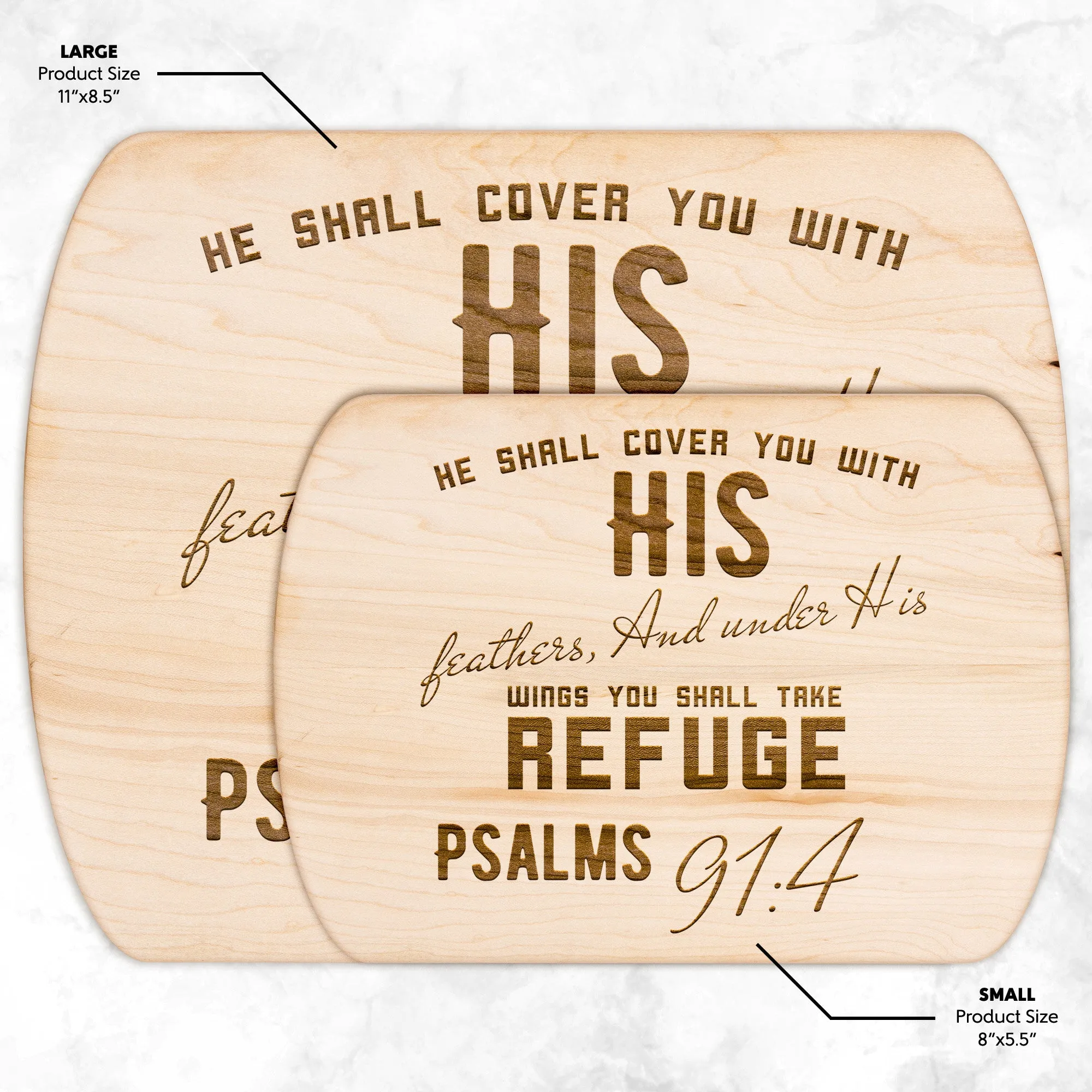 Products Bible Verse Hardwood Oval Cutting Board - Under His Wings You Shall Take Refuge ~Psalm 91:4~ Design 6