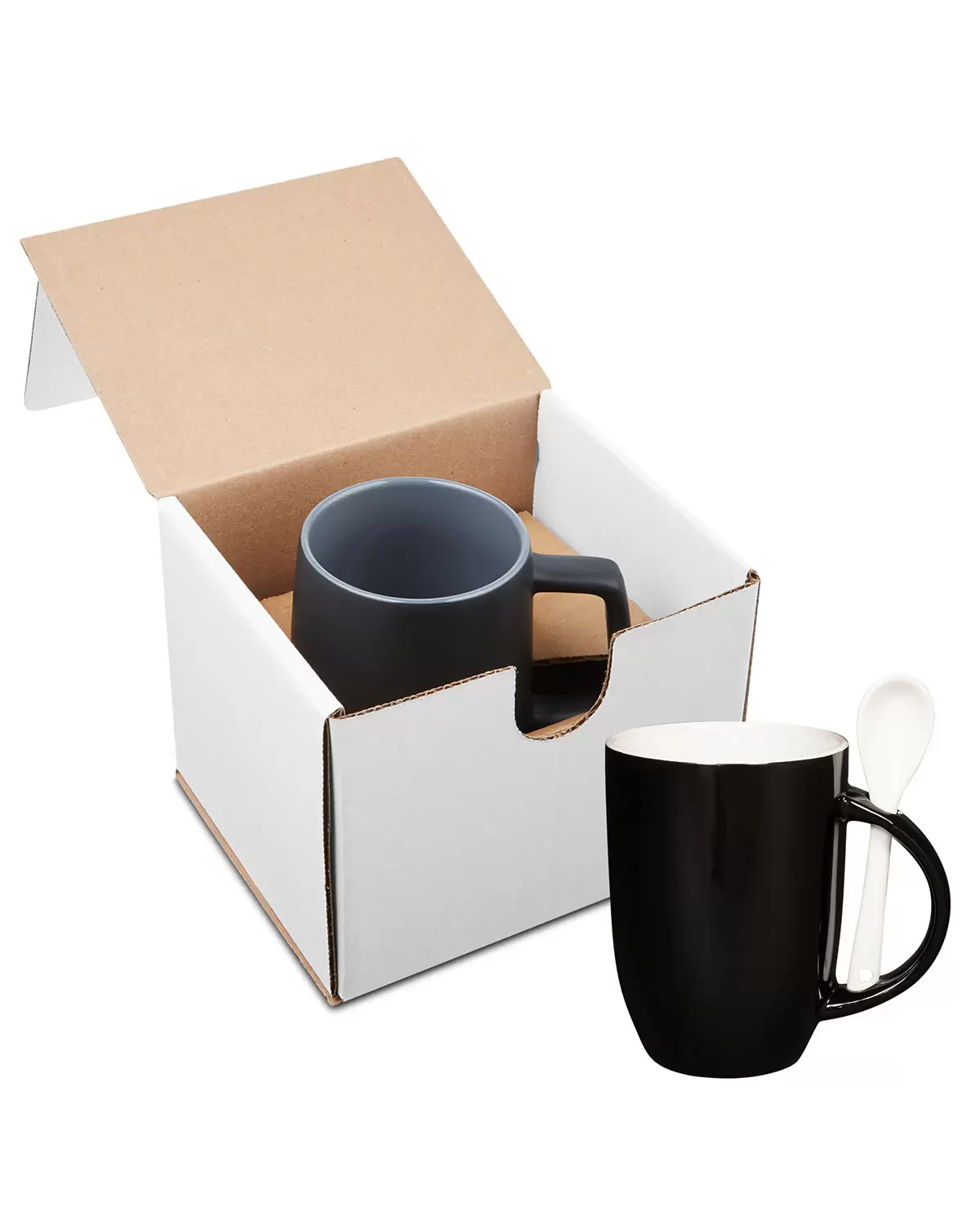 Promo Goods  GCM124 12oz Dapper Ceramic Mug With Spoon In Mailer SKU: GCM124