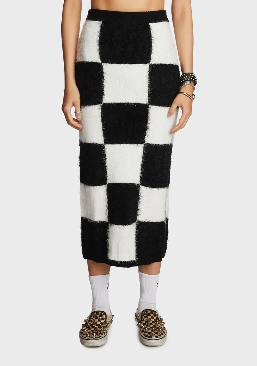 Proper Selfie Checkered Midi Skirt-