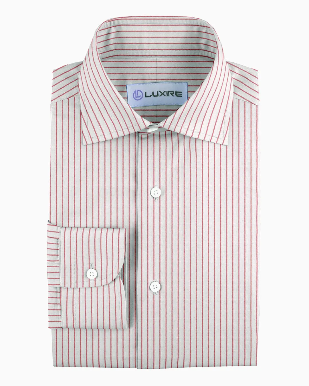 Pullover Shirt in White Red Pin Stripes Linen