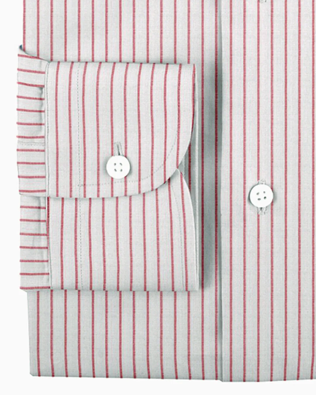 Pullover Shirt in White Red Pin Stripes Linen