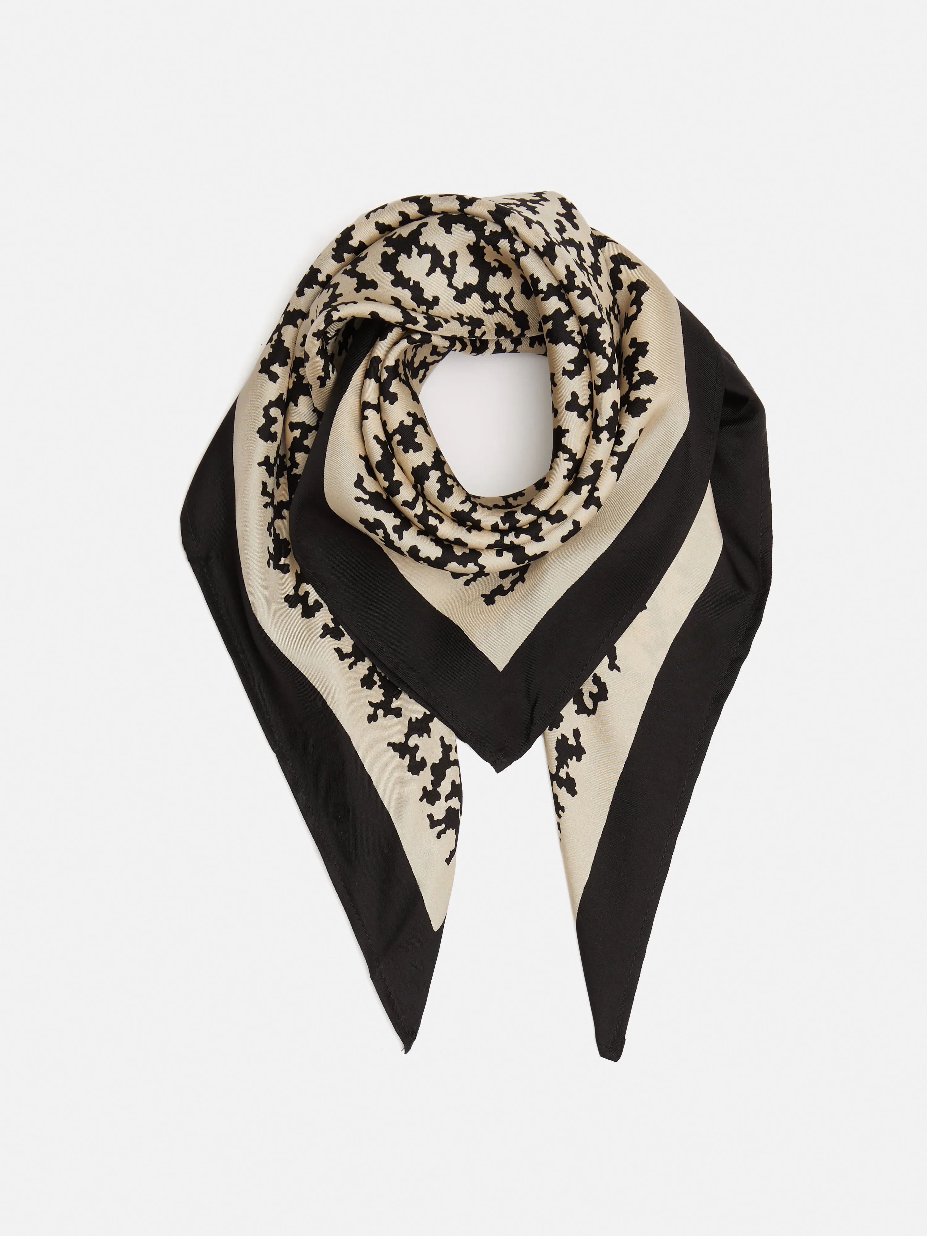 Reef Small Silk Twill Scarf | Monochrome