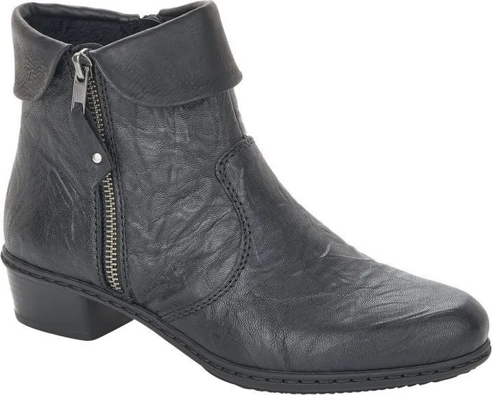 Rieker Black Side Zip Boot