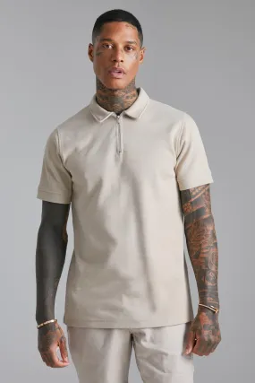 Smart Slim Fit Textured Zip Polo