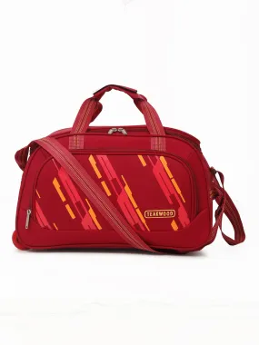 Teakwood Leather Maroon Printed Large Duffel Bag