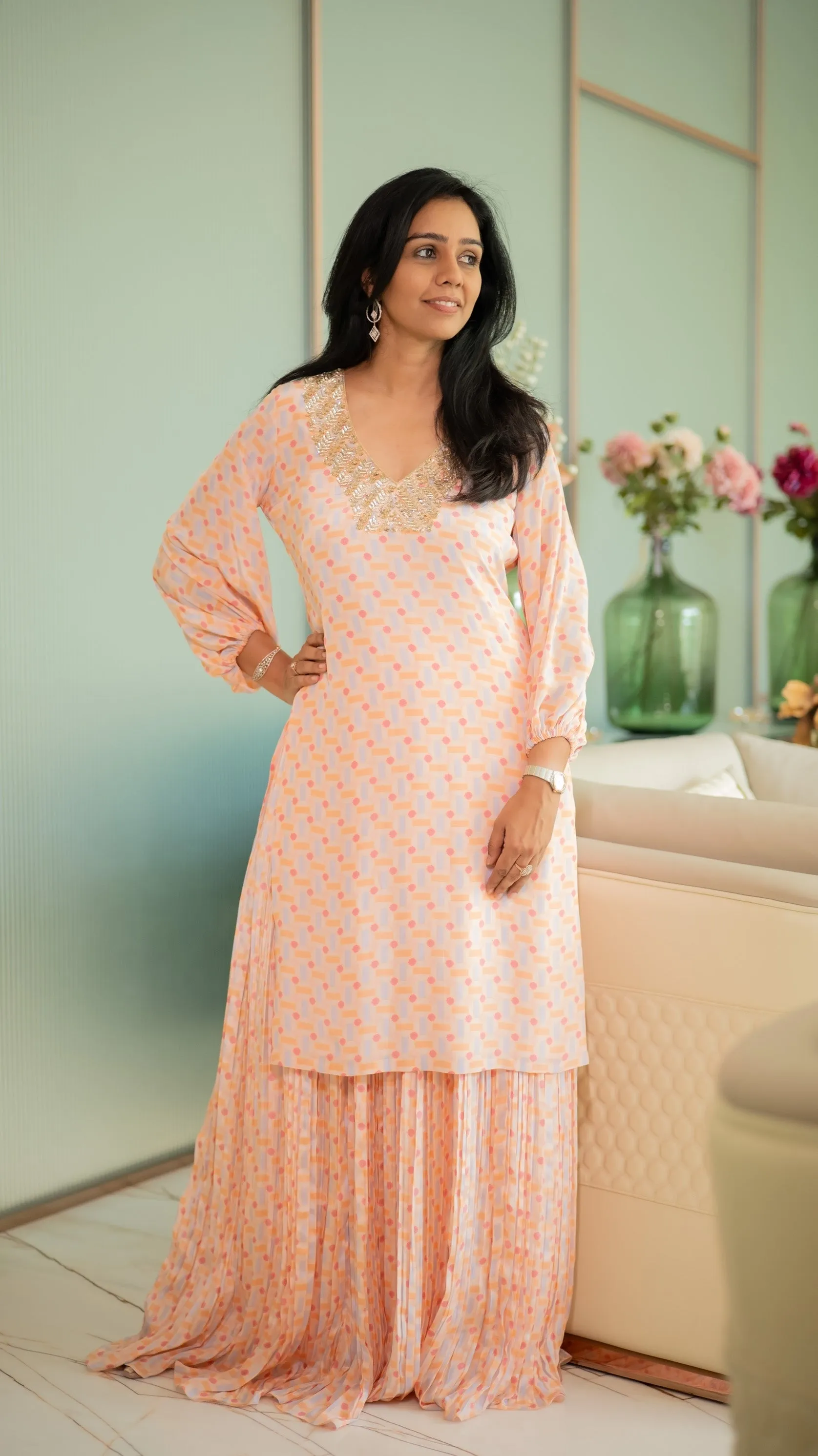 Thanu Kurtha Skirt Set - PINK