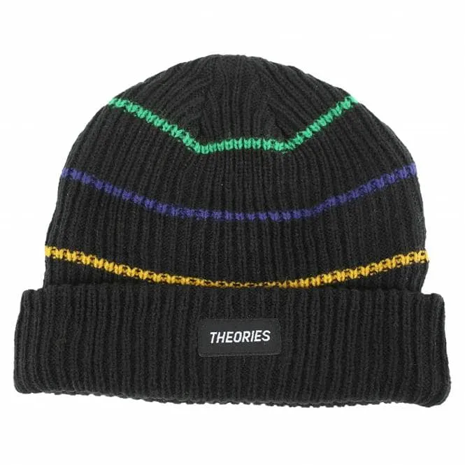 THEORIES SKATEBOARDS THIN STRIPE BEANIE BLACK