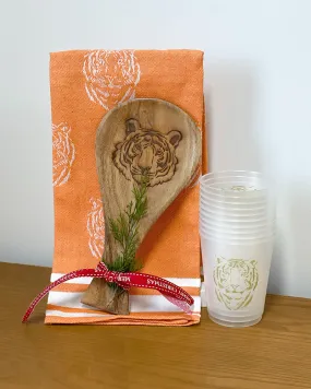 Tiger Hostess Gift Bundle - Towel, Cups, & Spoon Rest