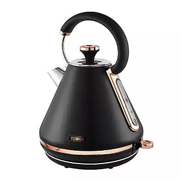 Tower Cavaletto 1.7LPyramid Kettle with Fast Boil 3000W T10044RG - Black and Rose Gold | Kaleidoscope