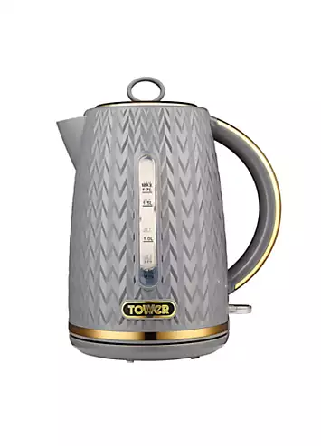 Tower Empire 3KW 1.7L Kettle T10052GRY - Grey with Brass Accents | Kaleidoscope