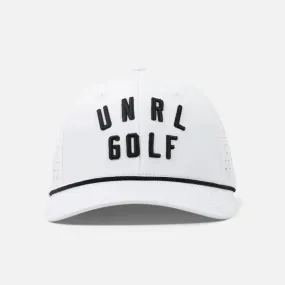 UNRL White + Black Golf Vintage Rope Snapback