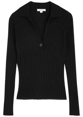 VINCE Ribbed wool-blend polo top -                         -                     -                