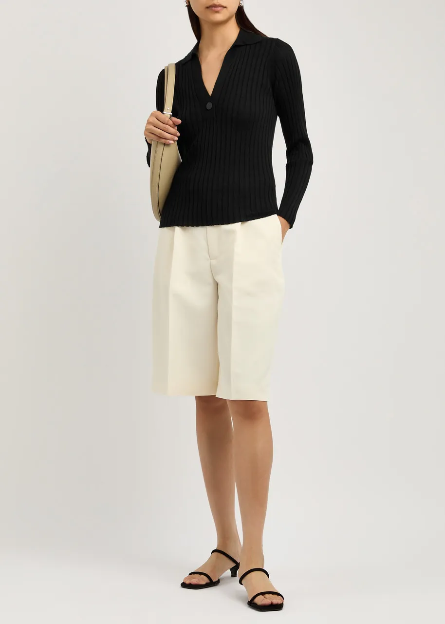 VINCE Ribbed wool-blend polo top -                         -                     -                