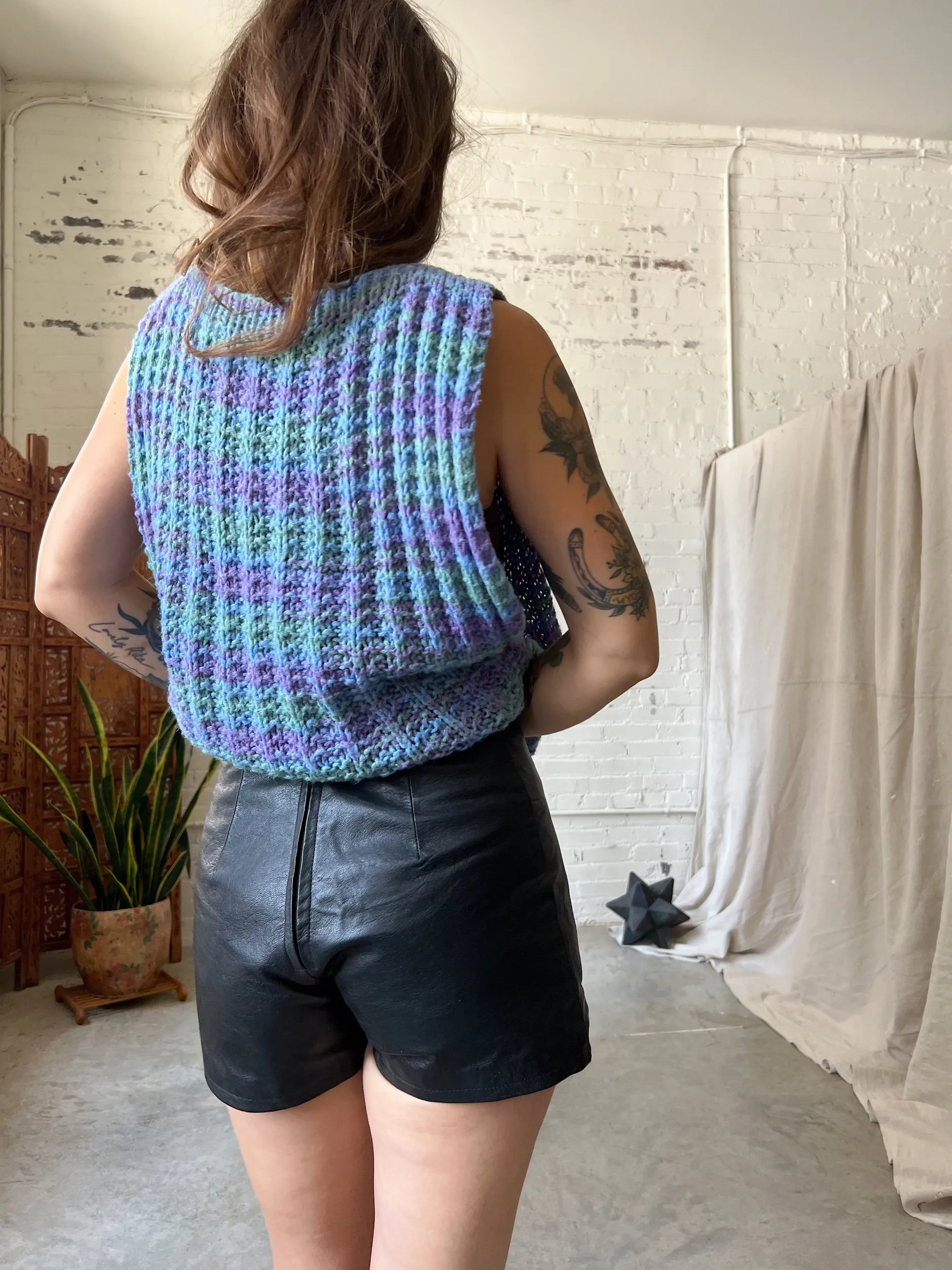 Vintage Handknit Space-Dyed Pullover Vest, XS-Large-