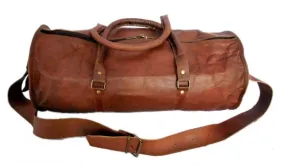 Vintage leather duffle bag sports style Round 18 inches