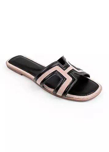 Where’s That From Surge Black Cut Out Flat Sandals | Grattan