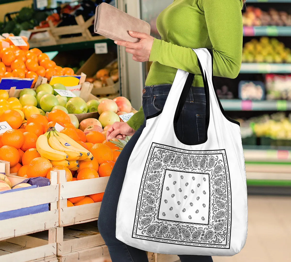 White Bandana Grocery Bag 3-Pack