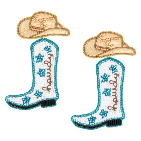 Women's Beaded Howdy Boot Earrings