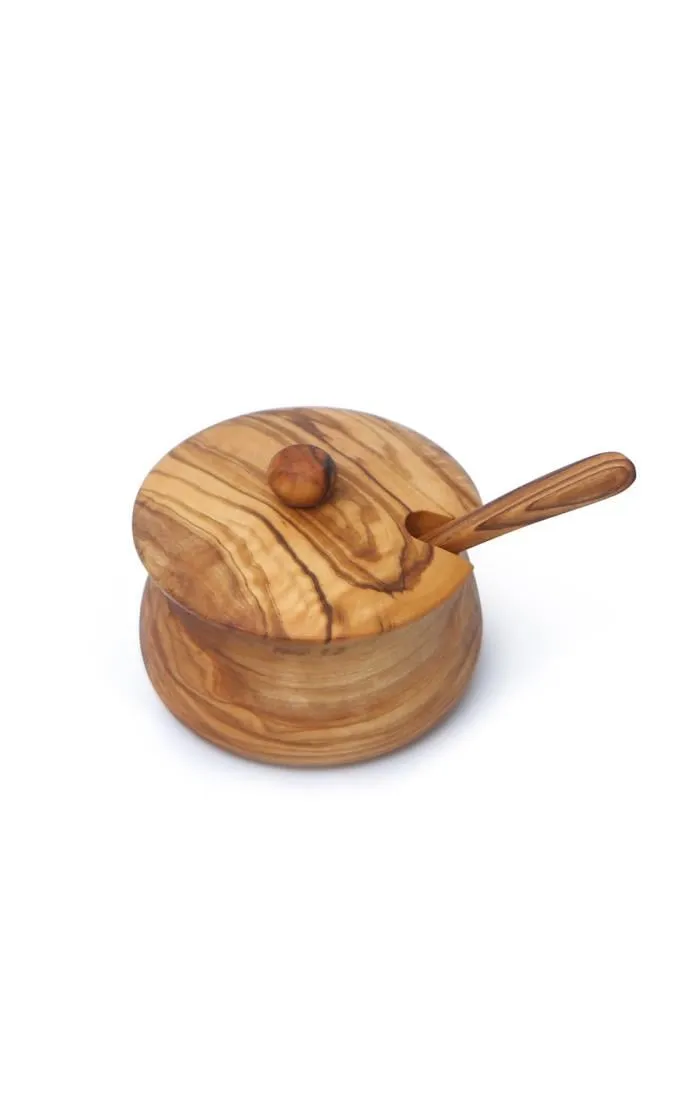 Wooden Sugar Bowl and Spoon