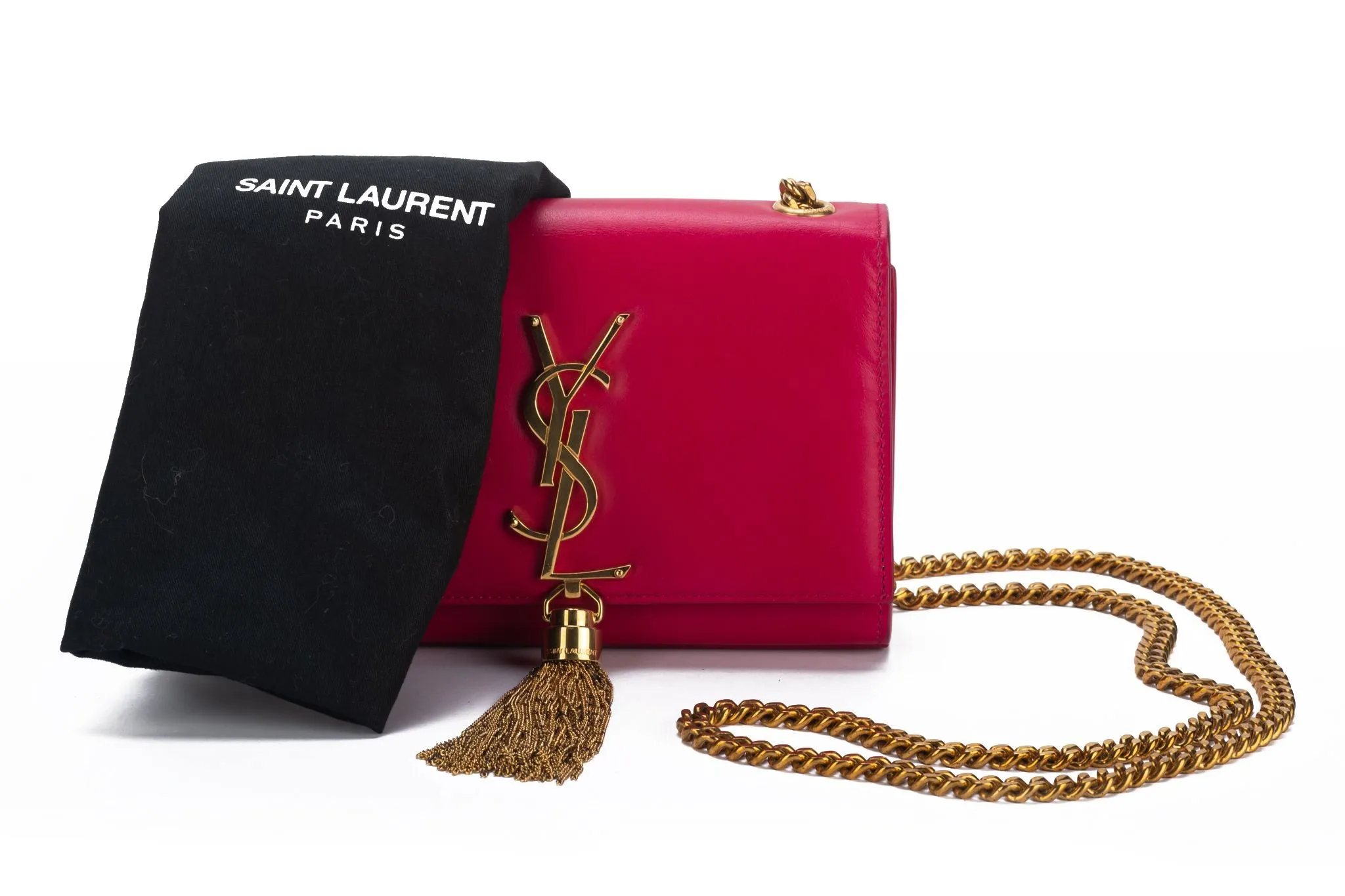 YSL Fuchsia Leather Cross Body Bag