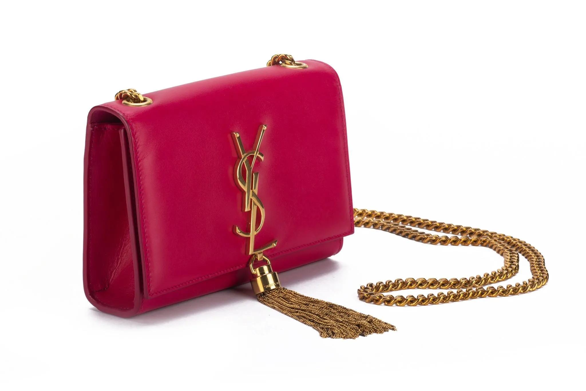 YSL Fuchsia Leather Cross Body Bag