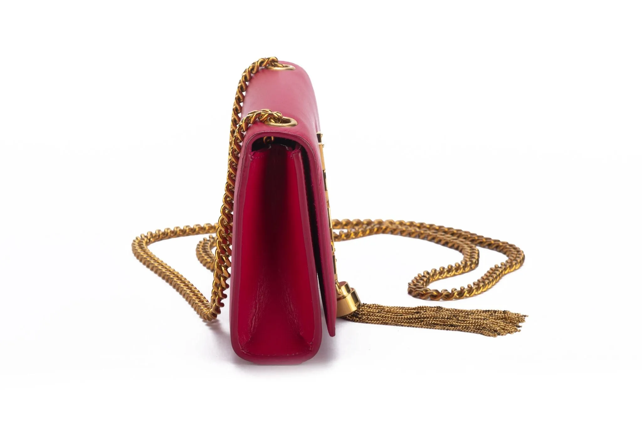 YSL Fuchsia Leather Cross Body Bag