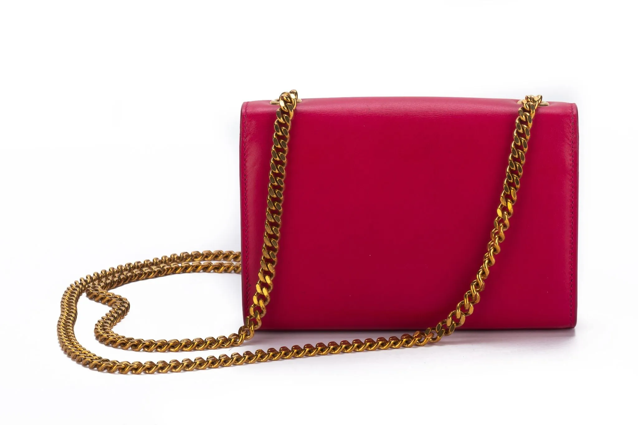 YSL Fuchsia Leather Cross Body Bag