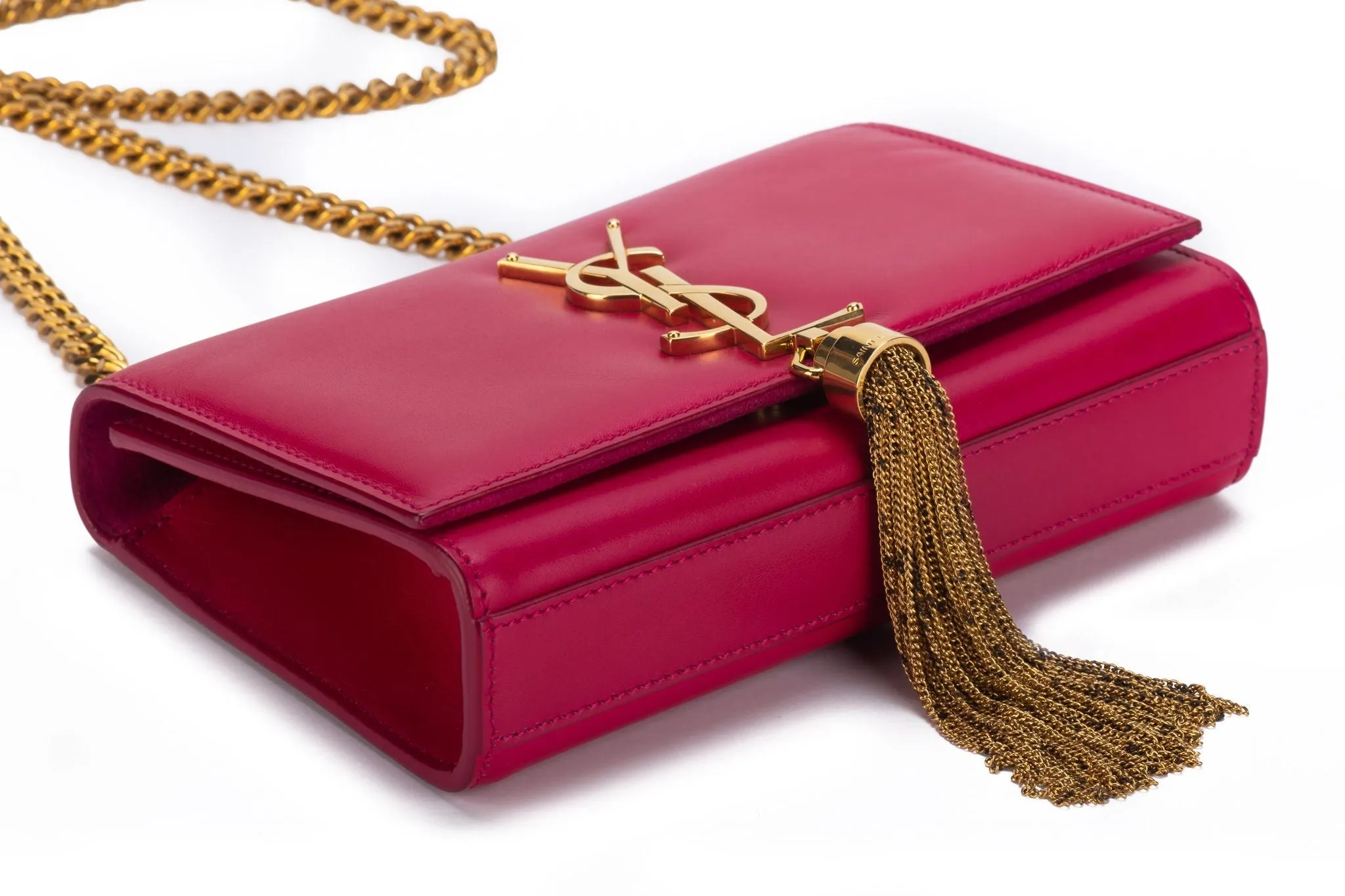 YSL Fuchsia Leather Cross Body Bag