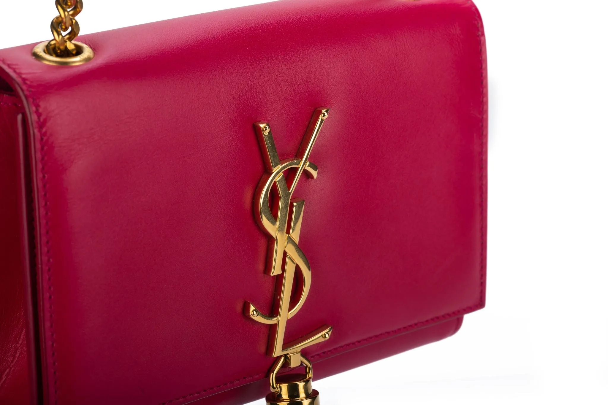 YSL Fuchsia Leather Cross Body Bag