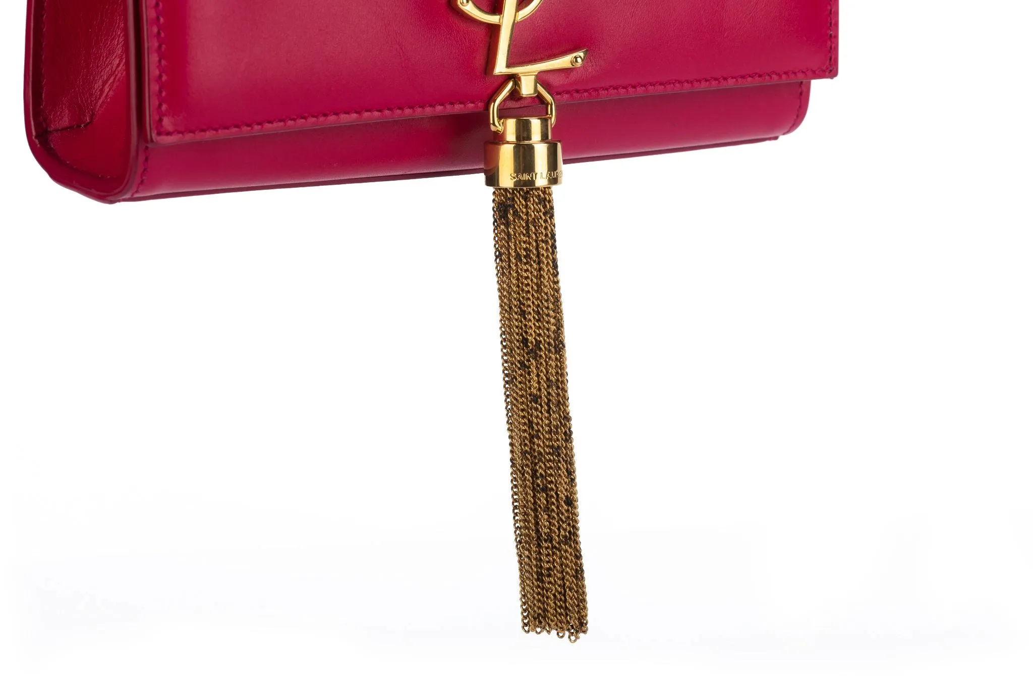 YSL Fuchsia Leather Cross Body Bag